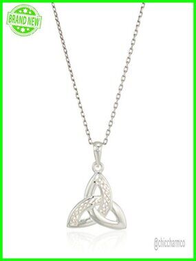 Sterling Silver Celtic Weave Trinity Knot Pendant Necklace 18in Irish Made